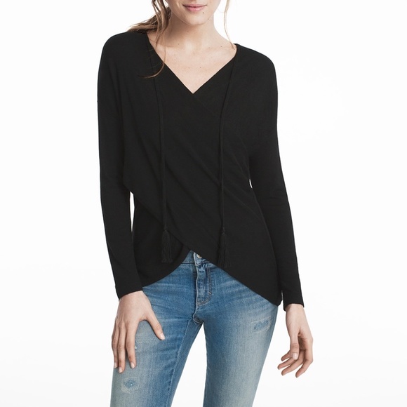 🆕 BLACK - NWT [white house black market] cross front sweater - Picture 1 of 9